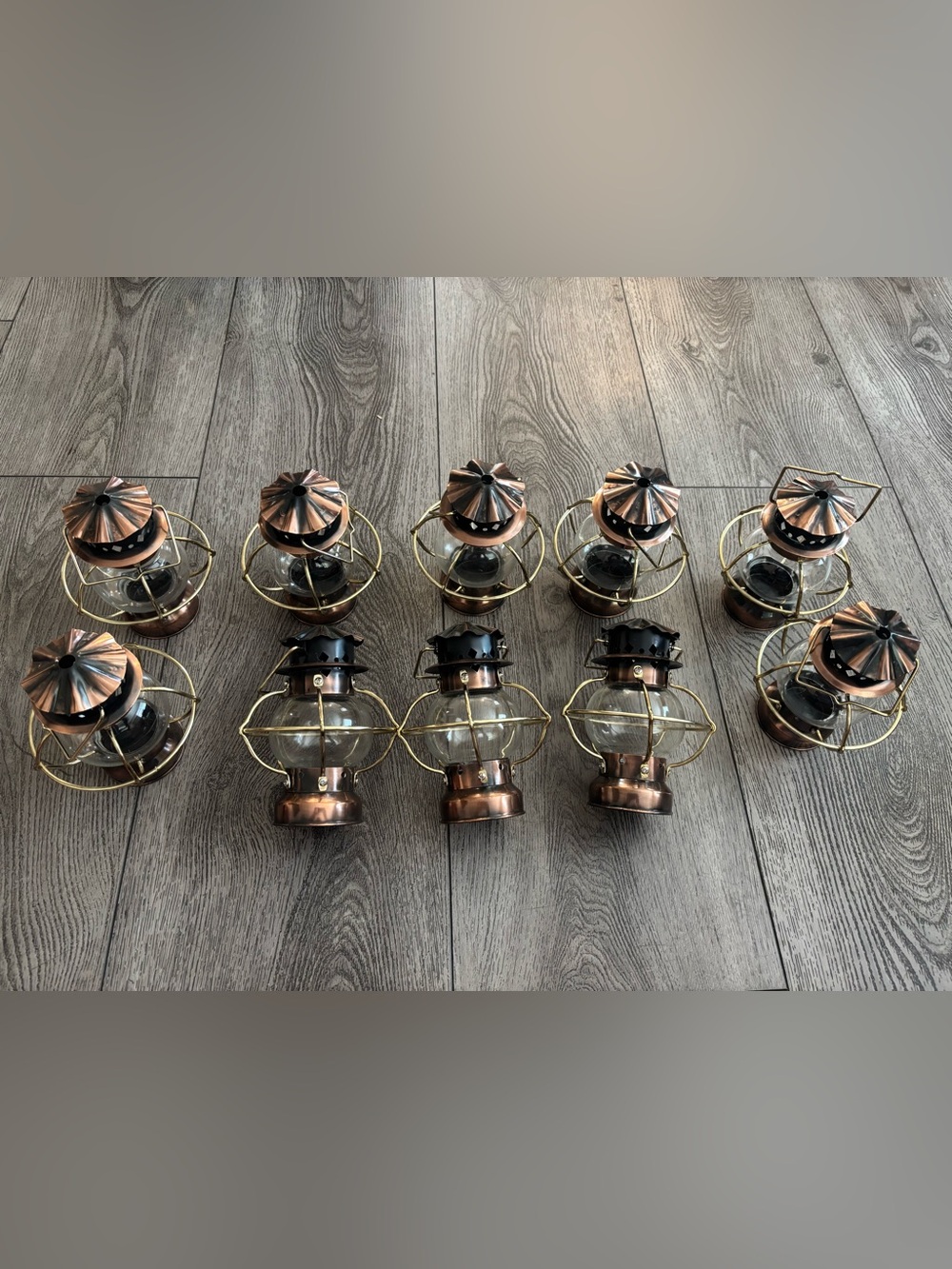 Set of 10 Copper and Gold Decorative candle Light Lanterns